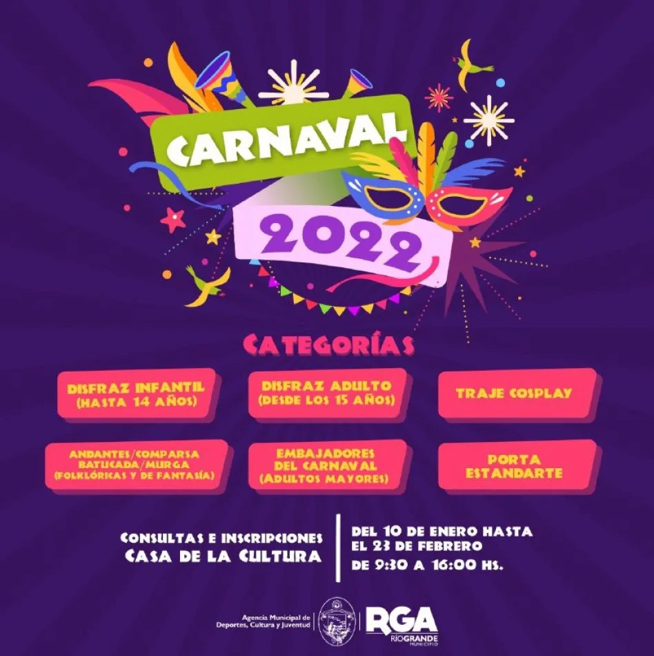 Muy pronto se abrirán las inscripciones para ser parte del "Carnaval 2022"