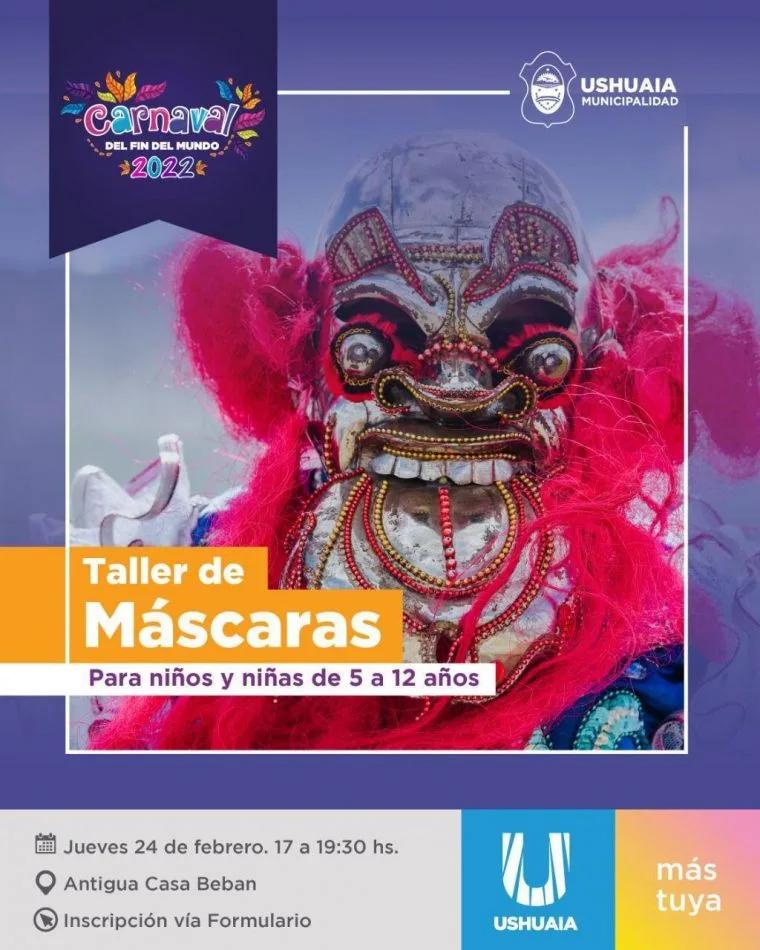 Taller de máscaras de carnaval para niños de la ciudad de Ushuaia