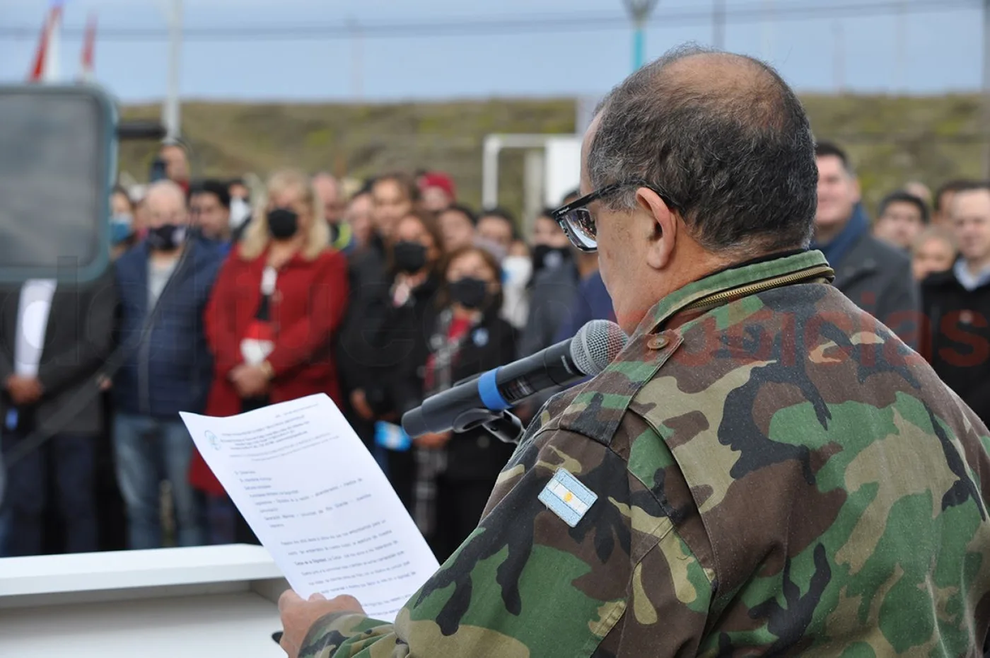 Raúl Villafañe, presidente del Centro de Veteranos de Guerra de Río Grande brindó el discurso principal.