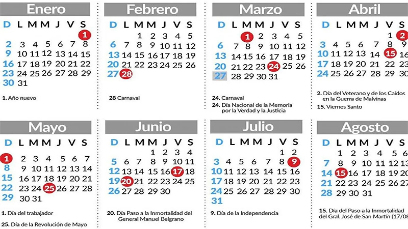 En abril habrá dos feriados y un día no laborable