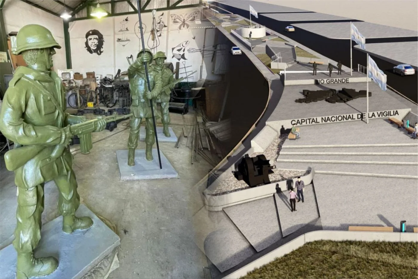 Estatuas de soldados fueron restauradas y serán ubicadas en la nueva plaza cívica