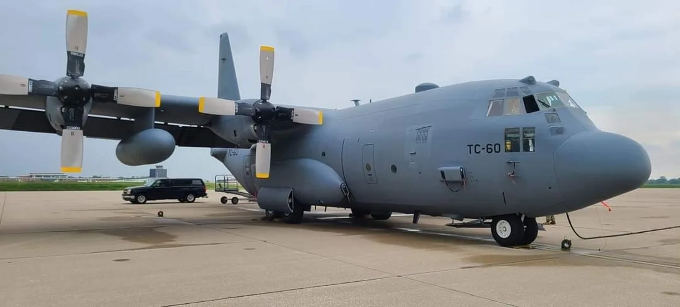 El nuevo C-130H TC-60 de la Fuerza Aérea se alista para partir con rumbo a la Argentina