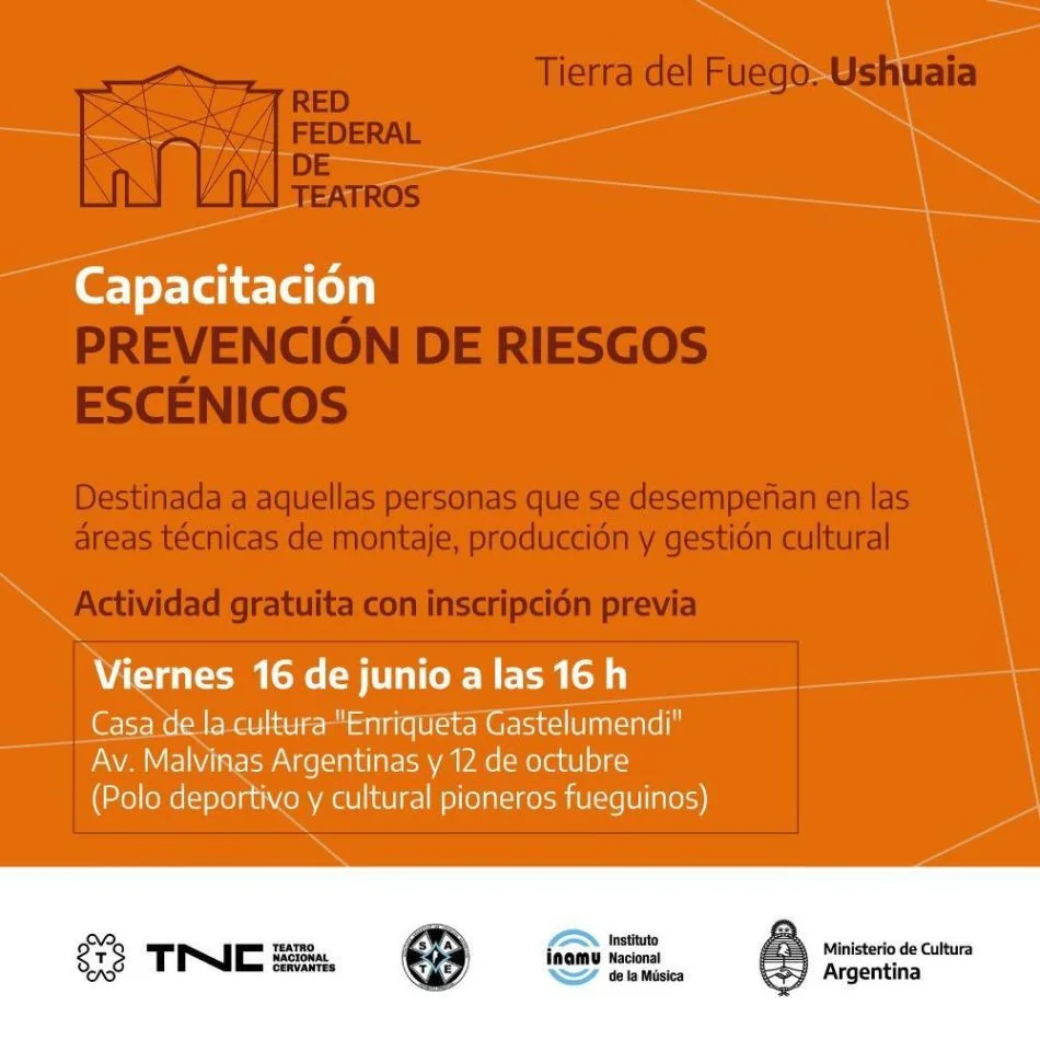 Municipio de Ushuaia invita a la capacitación en "Prevención de Riesgos Escénicos"