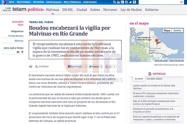 La noticia ya fue publicada por la agencia de noticias Télam.