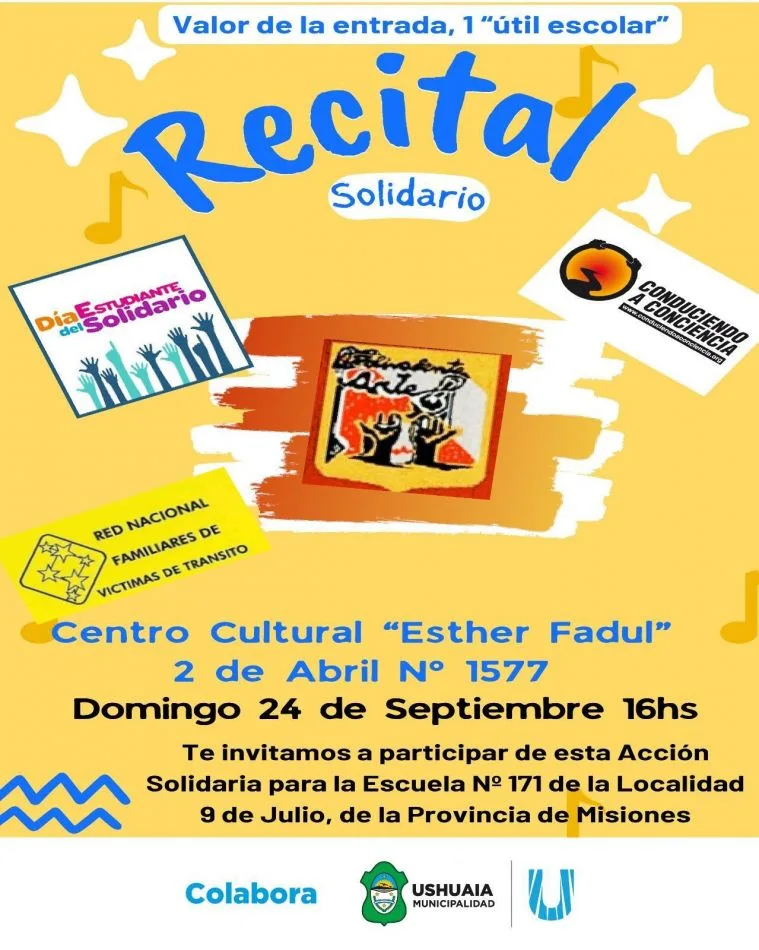 Municipio de Ushuaia acompañará el recital solidario organizado por la ONG "Estrellas Amarillas"