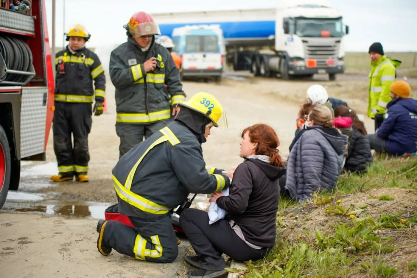 Del simulacro, participaron diversas unidades de emergencias.