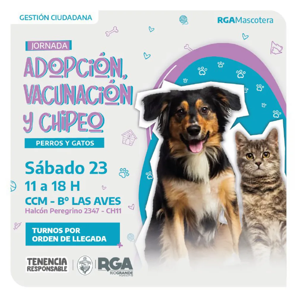 El municipio realizará Se viene una nueva jornada de adopción responsable, vacunación antirrábica y chipeo
