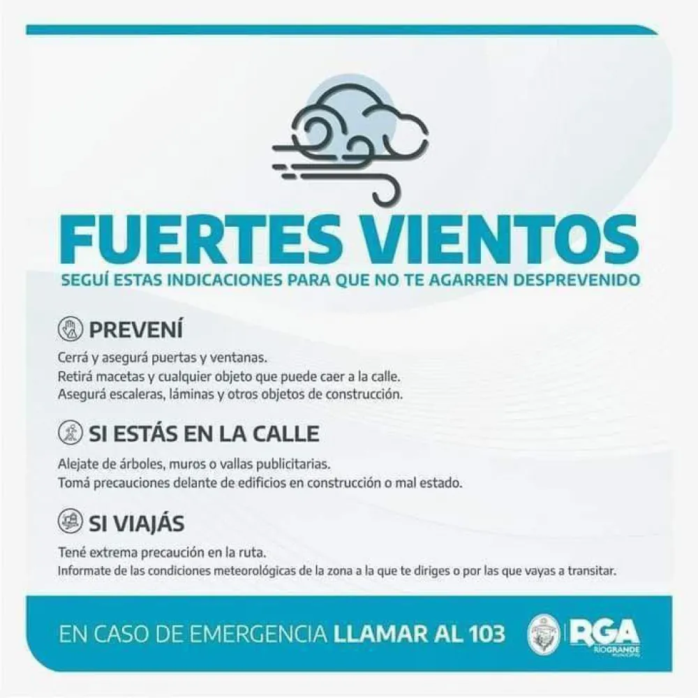Rige la alerta amarilla por fuertes vientos