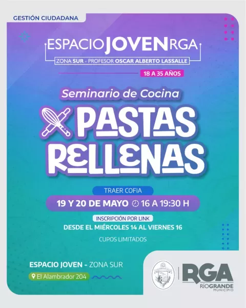 “Seminario de Cocina de Pastas Rellenas” en el Espacio Joven Zona Sur