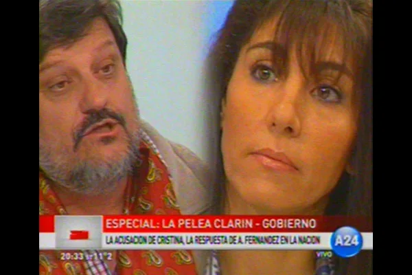 Calchaquí y Peretti, durante el debate televisivo. (Imagen: Captura TV América 24).