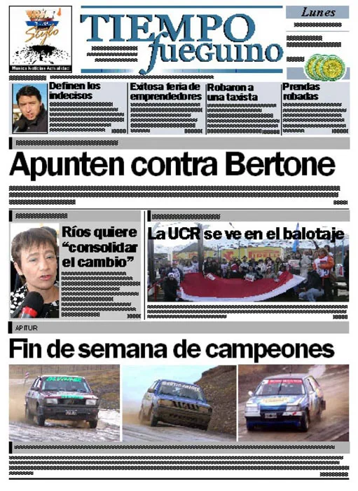 Portada del diario Tiempo Fueguino del lunes 13 de junio de 2011.