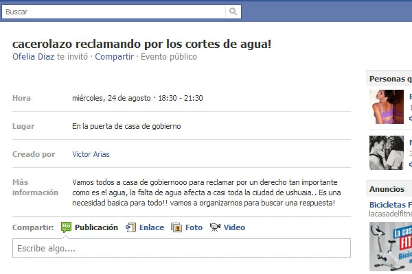 La convocatoria se realizó a través de Facebook.