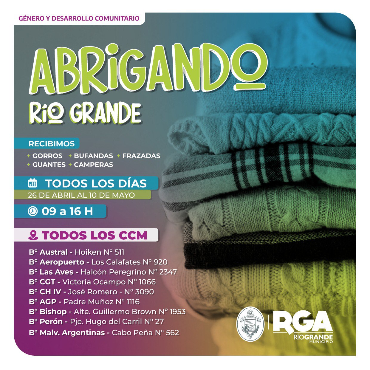 Colecta solidaria "Abrigando Río Grande"