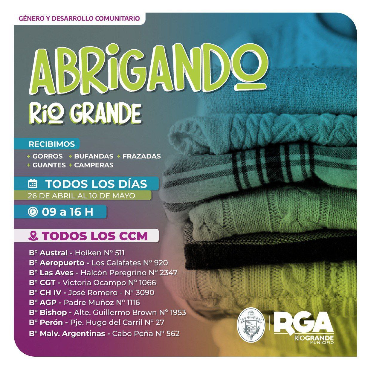 Continúa la colecta solidaria "Abrigando Río Grande"