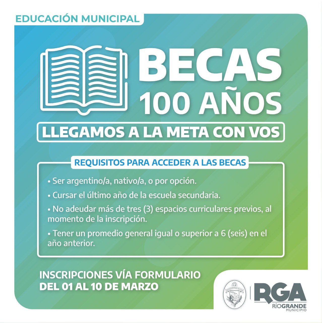 Inscripciones abiertas para las "Becas RGA" y "Becas 100 Años"